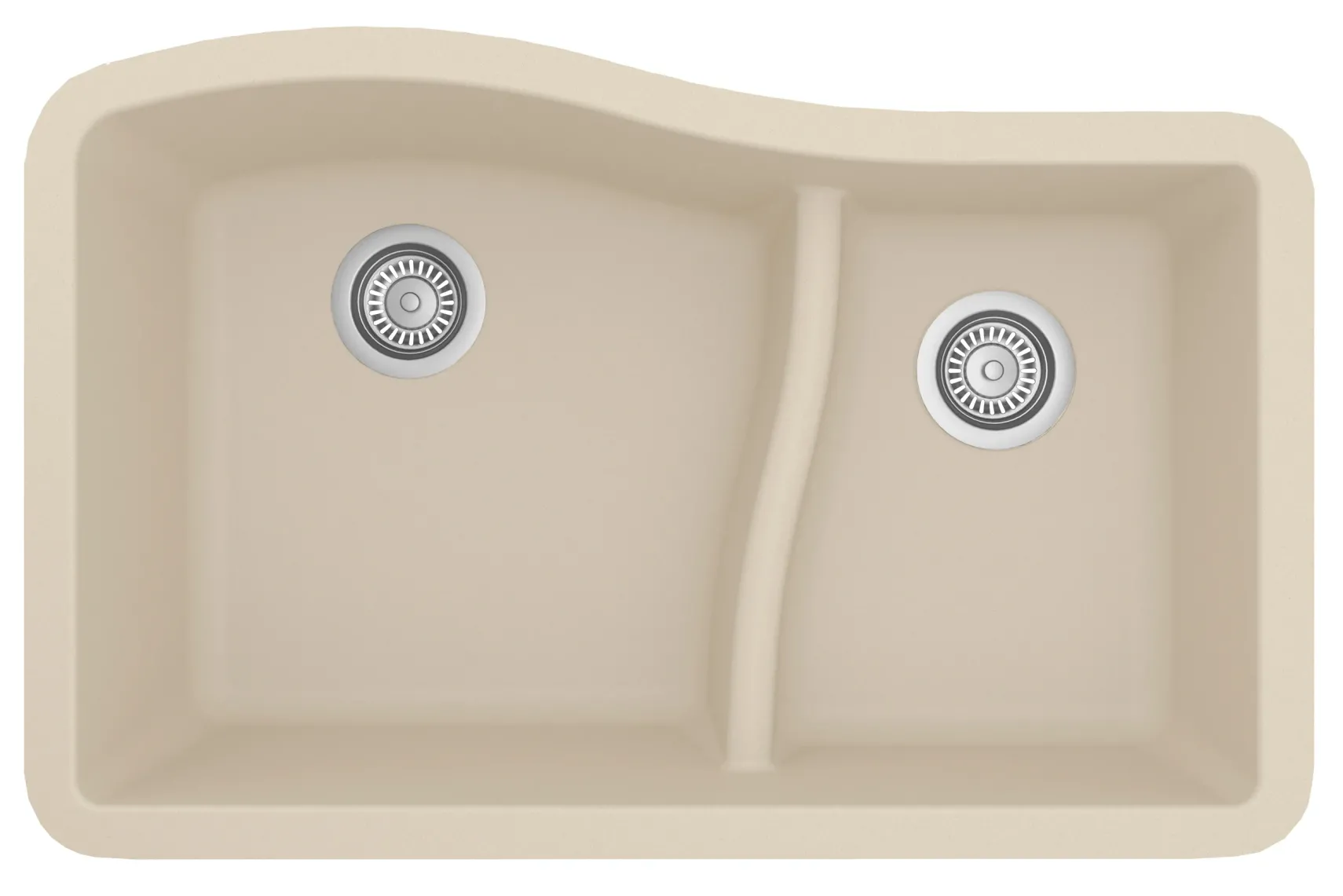 Karran 32" Undermount Quartz Composite Kitchen Sink, 60/40 Double Bowl, Bisque, QU-630-BI