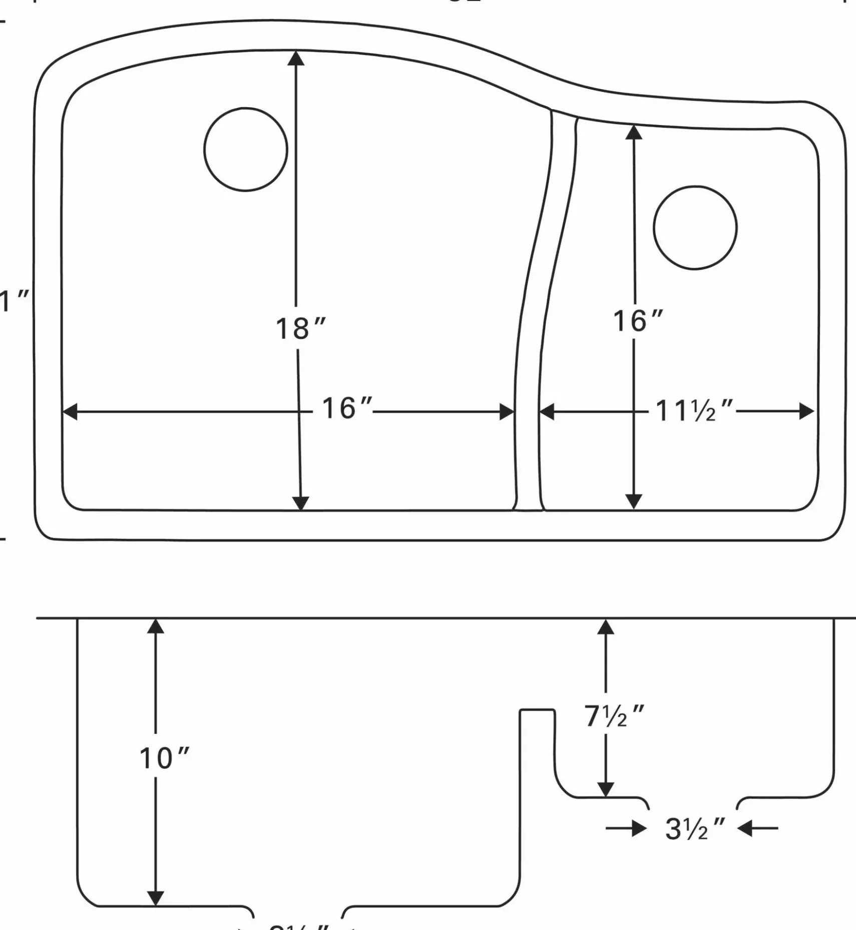 Karran 32" Undermount Quartz Composite Kitchen Sink, 60/40 Double Bowl, Bisque, QU-630-BI