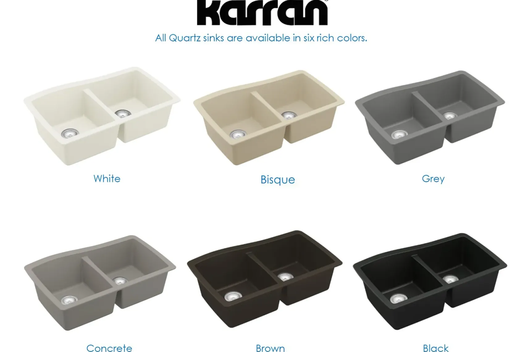 Karran 34" Undermount Quartz Composite Kitchen Sink, 50/50 Double Bowl, Black, QU-720-BL