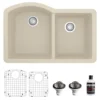 Karran 32" Undermount Quartz Composite Kitchen Sink, 60/40 Double Bowl, Bisque, QU-610-BI-PK1