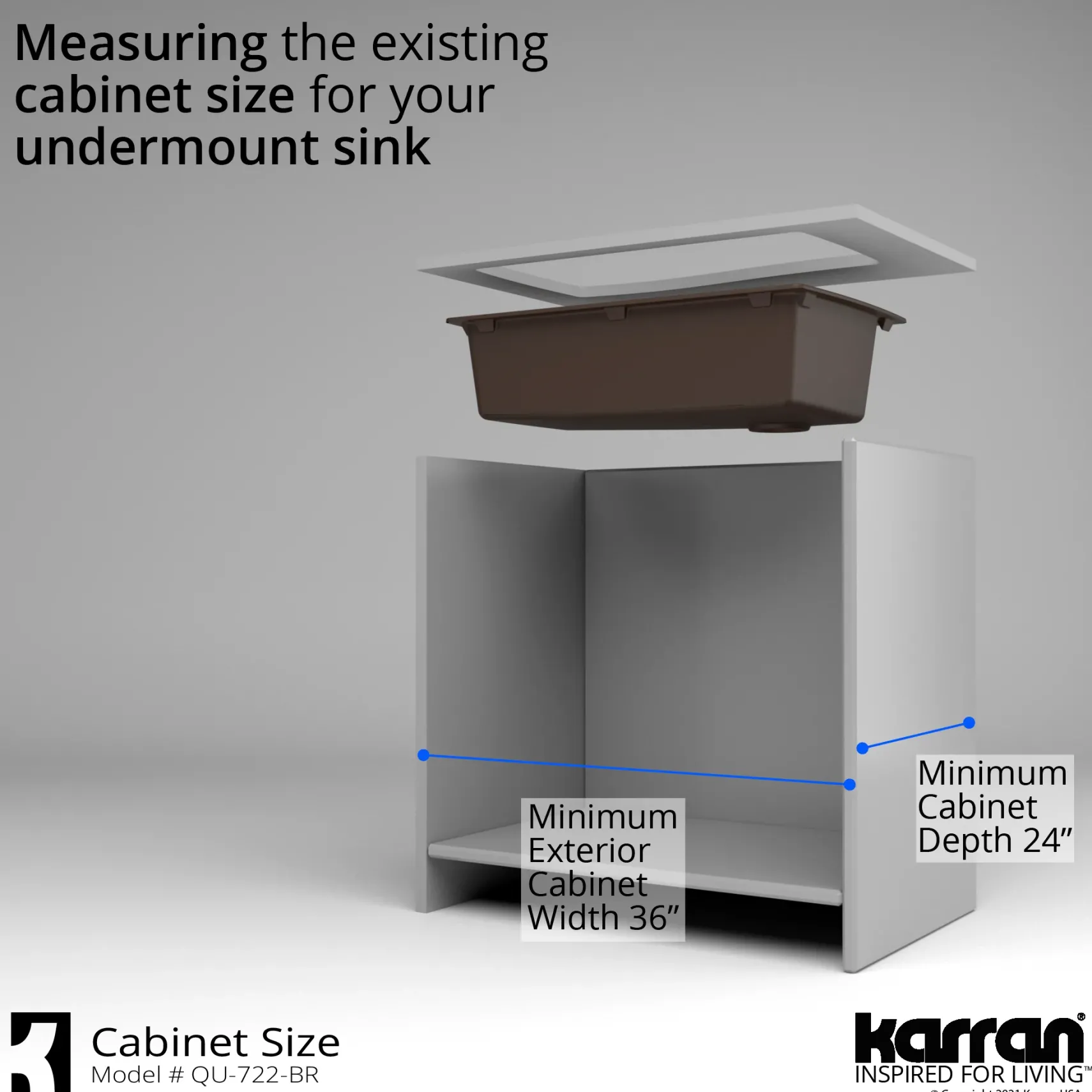 Karran 34" Undermount Quartz Composite Kitchen Sink with Accessories, Brown, QU-722-BR-PK1