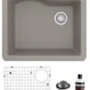 Karran 24" Undermount Quartz Composite Kitchen Sink, Concrete, QU-671-CN-PK1