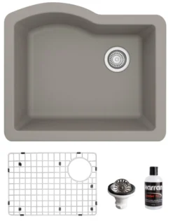Karran 24" Undermount Quartz Composite Kitchen Sink, Concrete, QU-671-CN-PK1