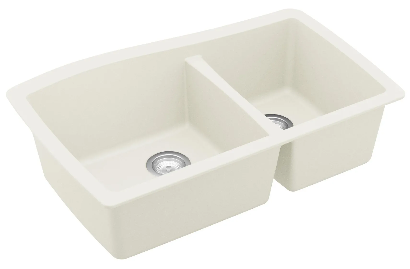 Karran 34" Undermount Quartz Composite Kitchen Sink, 60/40 Double Bowl, White, QU-721-WH
