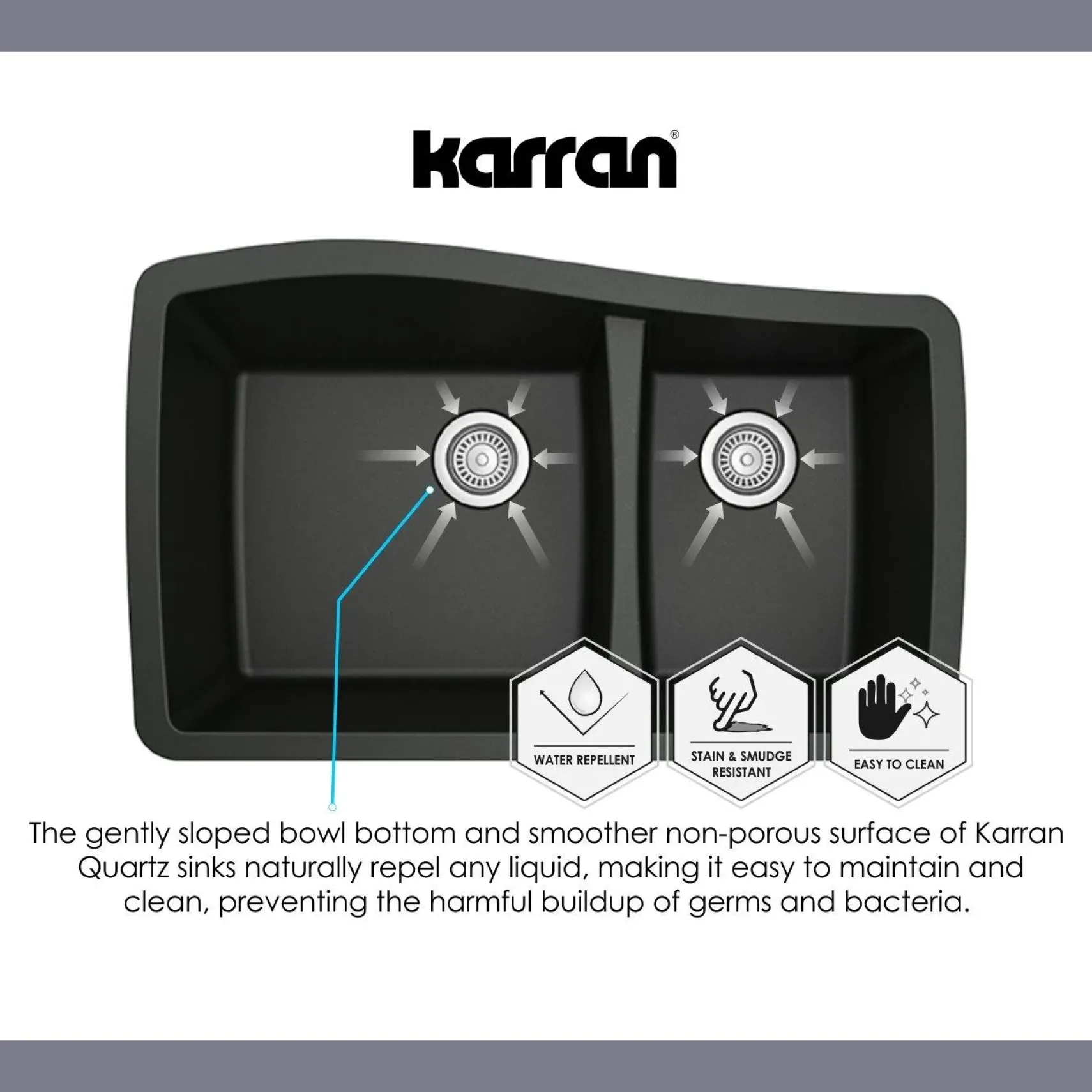 Karran 34" Undermount Quartz Composite Kitchen Sink, 60/40 Double Bowl, White, QU-721-WH