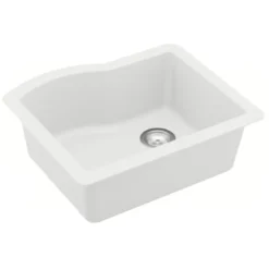 Karran 24" Undermount Quartz Composite Kitchen Sink, White, QU-671-WH