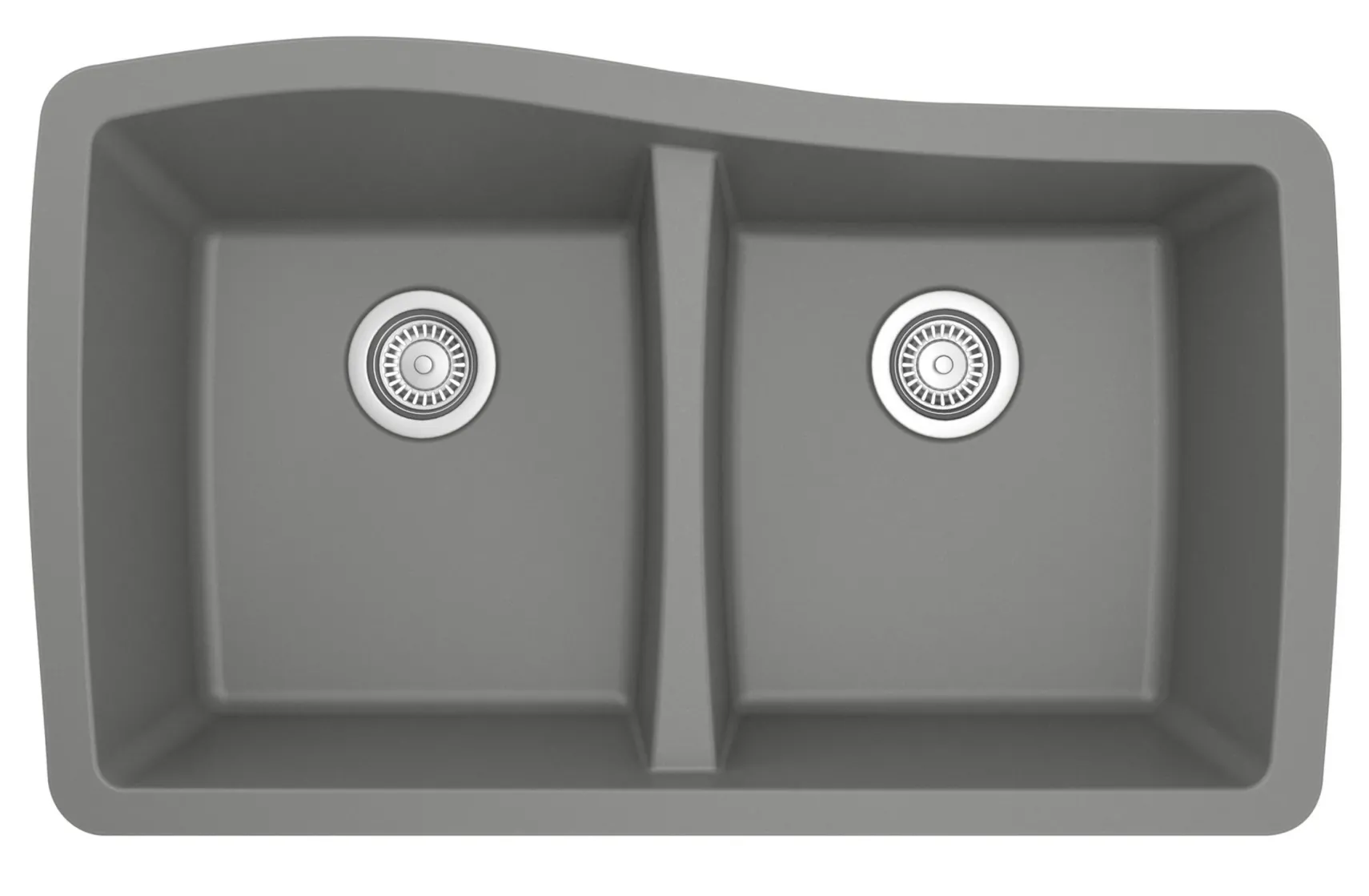 Karran 34" Undermount Quartz Composite Kitchen Sink with Accessories, 50/50 Double Bowl, Grey, QU-720-GR-PK1