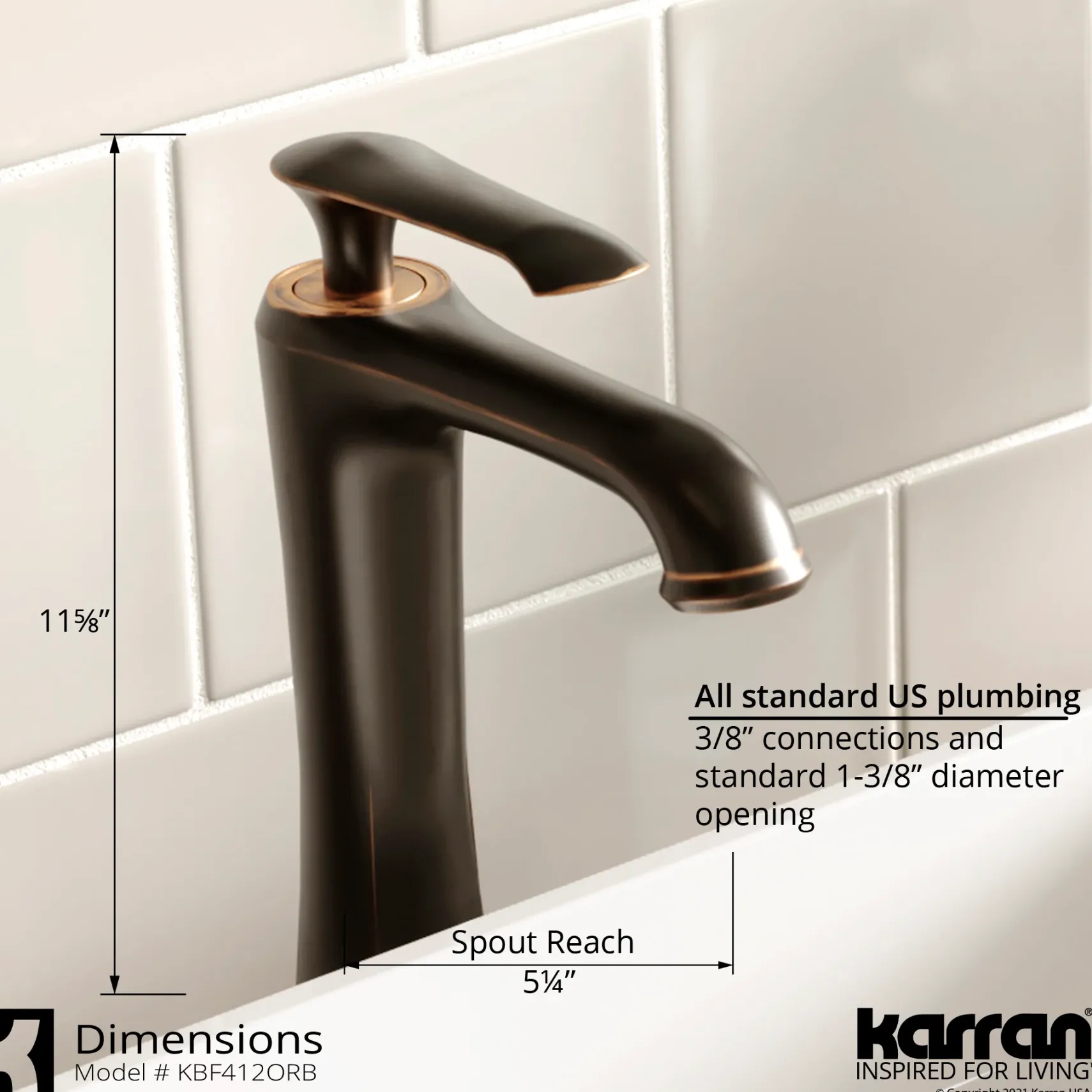 Karran 22.875" x 14.875" Oval Vessel Vitreous China ADA Bathroom Sink with Faucet and Accessories, White, VC301WH412ORB