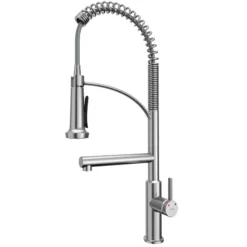 Karran Adlington 1.8 GPM Single Lever Handle Lead-free Brass ADA Kitchen Faucet, Pull-Down, Stainless Steel, KKF360SS