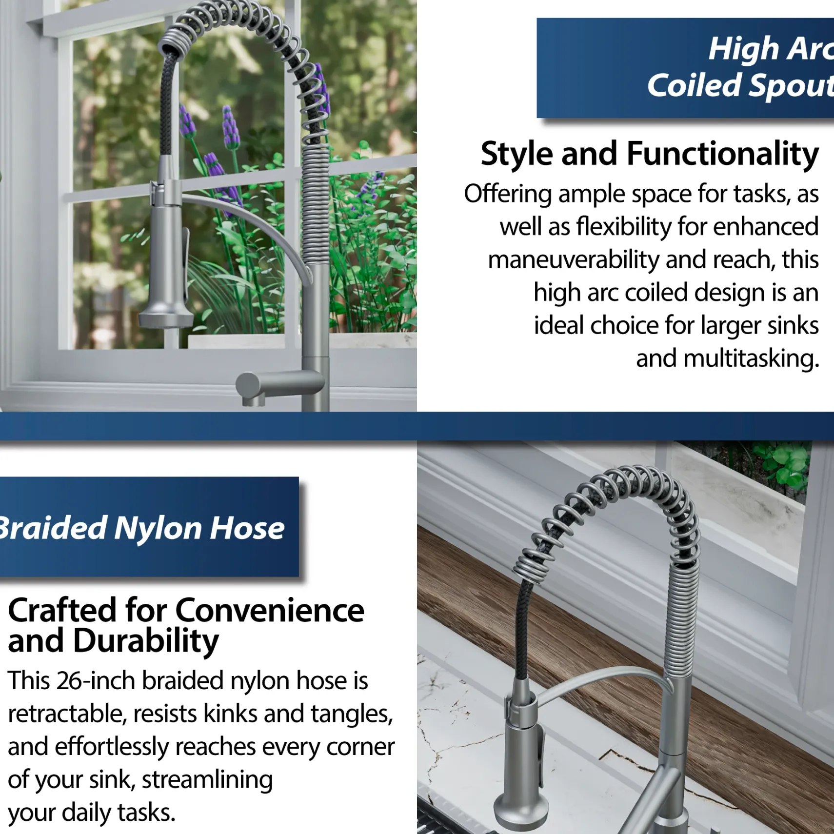 Karran Adlington 1.8 GPM Single Lever Handle Lead-free Brass ADA Kitchen Faucet, Pull-Down, Stainless Steel, KKF360SS