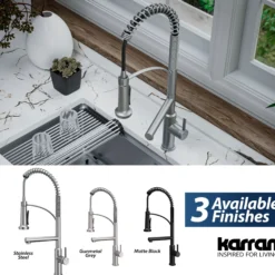 Karran Adlington 1.8 GPM Single Lever Handle Lead-free Brass ADA Kitchen Faucet, Pull-Down, Stainless Steel, KKF360SS
