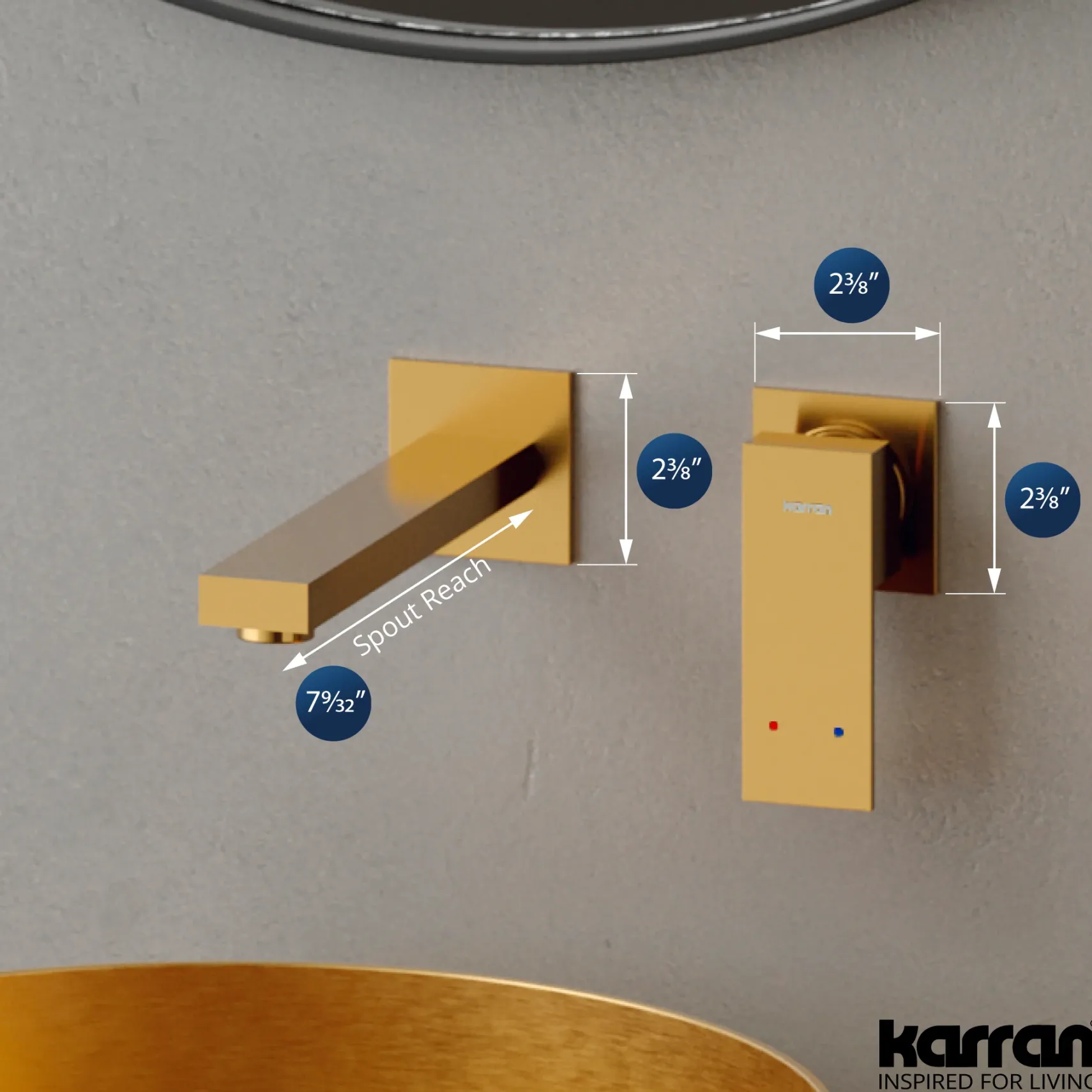 Karran Alberton 1.5 GPM Single Lever Handle Lead-free Brass ADA Bathroom Faucet, Wall Mounted, Gold, KBF620G