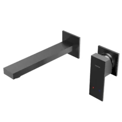 Karran Alberton 1.5 GPM Single Lever Handle Lead-free Brass ADA Bathroom Faucet, Wall Mounted, Gunmetal Grey, KBF620GG