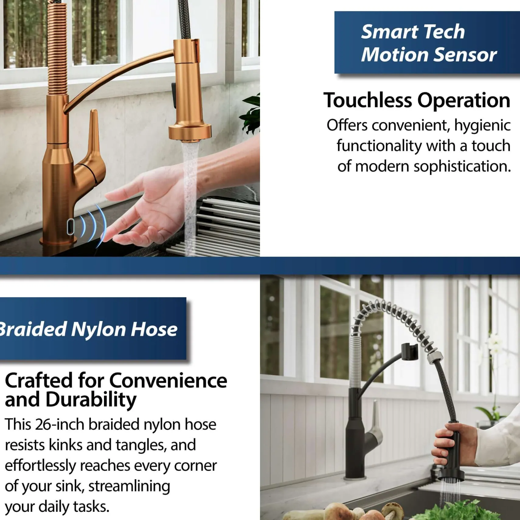 Karran Alston 1.8 GPM Single Lever Handle Lead-free Brass ADA Touchless Kitchen Faucet, Pull-Down, Brushed Copper, KKF215BC