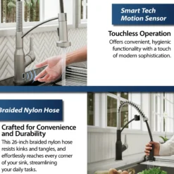 Karran Alston 1.8 GPM Single Lever Handle Lead-free Brass ADA Touchless Kitchen Faucet, Pull-Down, Oil Rubbed Bronze, KKF215SS