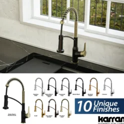 Karran Alston 1.8 GPM Single Lever Handle Lead-free Brass ADA Touchless Kitchen Faucet, Pull-Down, Matte Black & Brushed Gold, KKF215MBBG