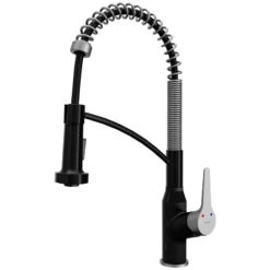 Karran Alston 1.8 GPM Single Lever Handle Lead-free Brass ADA Touchless Kitchen Faucet, Pull-Down, Matte Black & Stainless Steel, KKF215MBSS