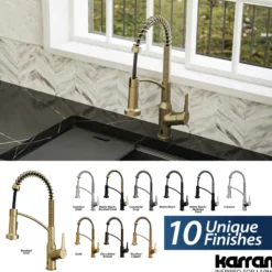 Karran Alston 1.8 GPM Single Lever Handle Lead-free Brass ADA Touchless Kitchen Faucet, Pull-Down, Brushed Gold, KKF215BG