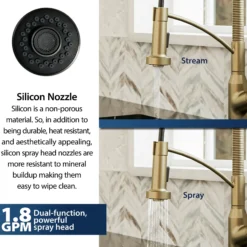 Karran Alston 1.8 GPM Single Lever Handle Lead-free Brass ADA Touchless Kitchen Faucet, Pull-Down, Brushed Gold, KKF215BG