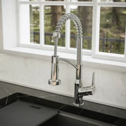 Karran Alston 1.8 GPM Single Lever Handle Lead-free Brass ADA Touchless Kitchen Faucet, Pull-Down, Chrome, KKF215C