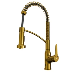 Karran Alston 1.8 GPM Single Lever Handle Lead-free Brass ADA Touchless Kitchen Faucet, Pull-Down, Gold, KKF215G
