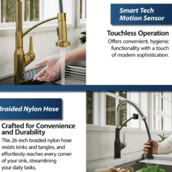 Karran Alston 1.8 GPM Single Lever Handle Lead-free Brass ADA Touchless Kitchen Faucet, Pull-Down, Gold, KKF215G