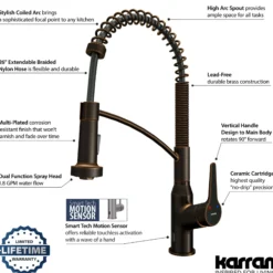 Karran Alston 1.8 GPM Single Lever Handle Lead-free Brass ADA Touchless Kitchen Faucet, Pull-Down, Oil Rubbed Bronze, KKF215ORB