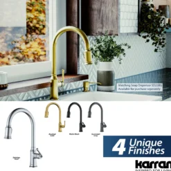 Karran Auburn 1.8 GPM Single Lever Handle Lead-free Brass ADA Kitchen Faucet, Pull-Down Kitchen, Brushed Gold, KKF310BG