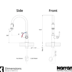 Karran Auburn 1.8 GPM Single Lever Handle Lead-free Brass ADA Kitchen Faucet, Pull-Down Kitchen, Gunmetal Grey, KKF310GG