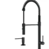 Karran Bluffton 1.8 GPM Single Lever Handle Lead-free Brass ADA Kitchen Faucet, Pull-Down Kitchen, Matte Black, KKF220SD35MB