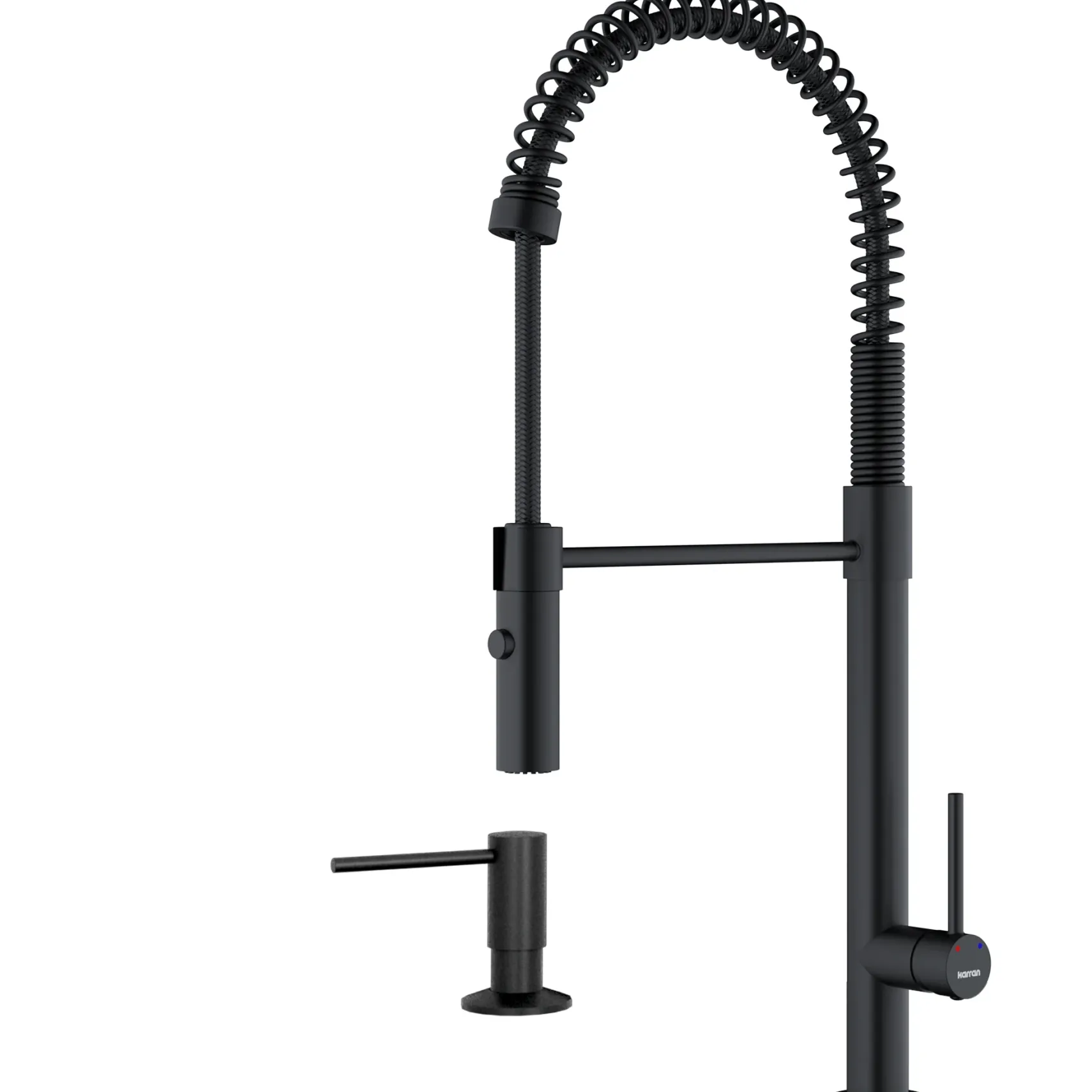 Karran Bluffton 1.8 GPM Single Lever Handle Lead-free Brass ADA Kitchen Faucet, Pull-Down Kitchen, Matte Black, KKF220SD35MB