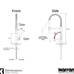Karran Bluffton 1.8 GPM Single Lever Handle Lead-free Brass ADA Kitchen Faucet, Pull-Down Kitchen, Matte Black, KKF220SD35MB