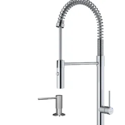 Karran Bluffton 1.8 GPM Single Lever Handle Lead-free Brass ADA Kitchen Faucet, Pull-Down Kitchen, Chrome, KKF220SD35C