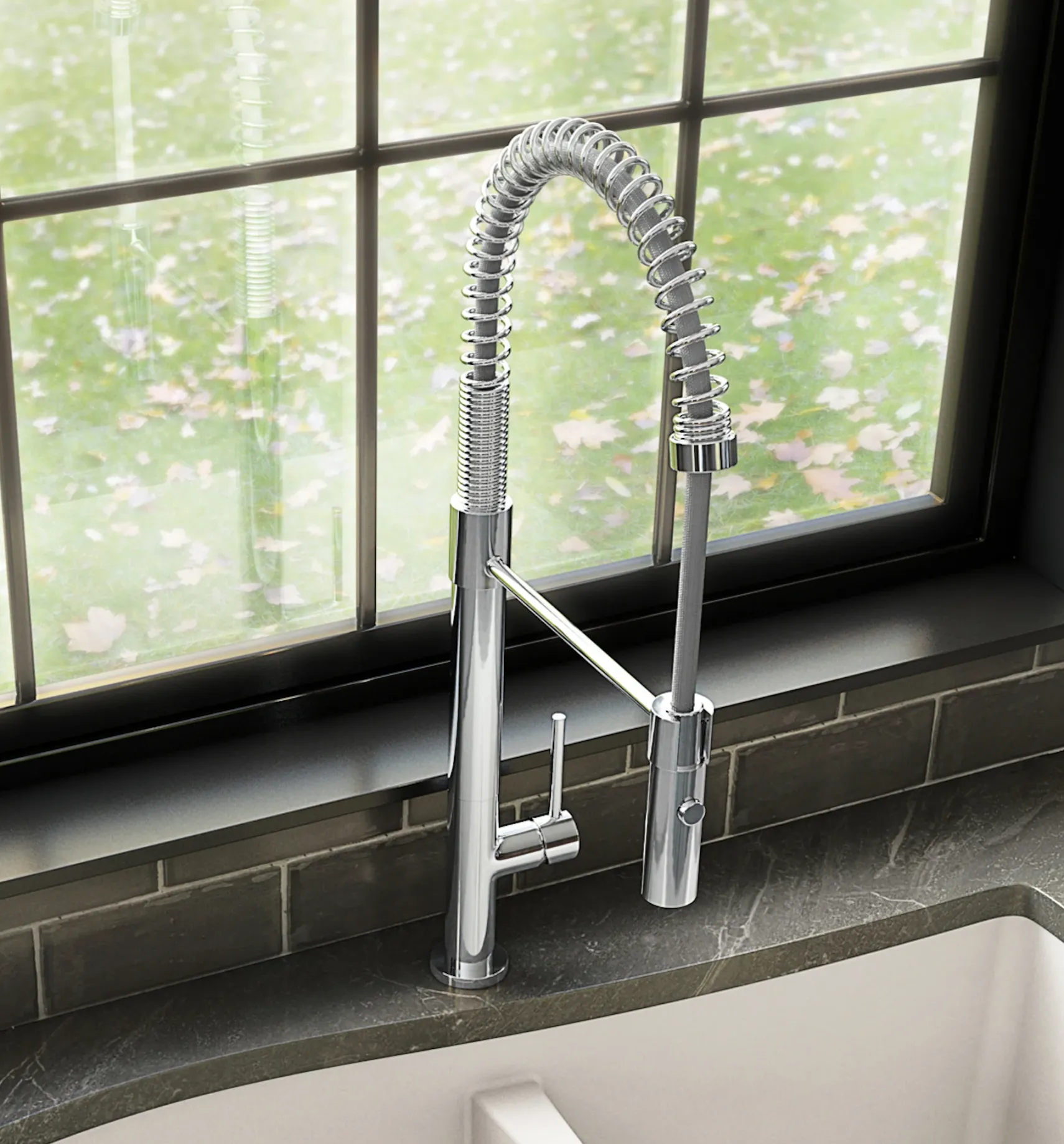 Karran Bluffton Single Lever Handle Lead-free Brass ADA Kitchen Faucet, Pull Down, Chrome, KKF220C