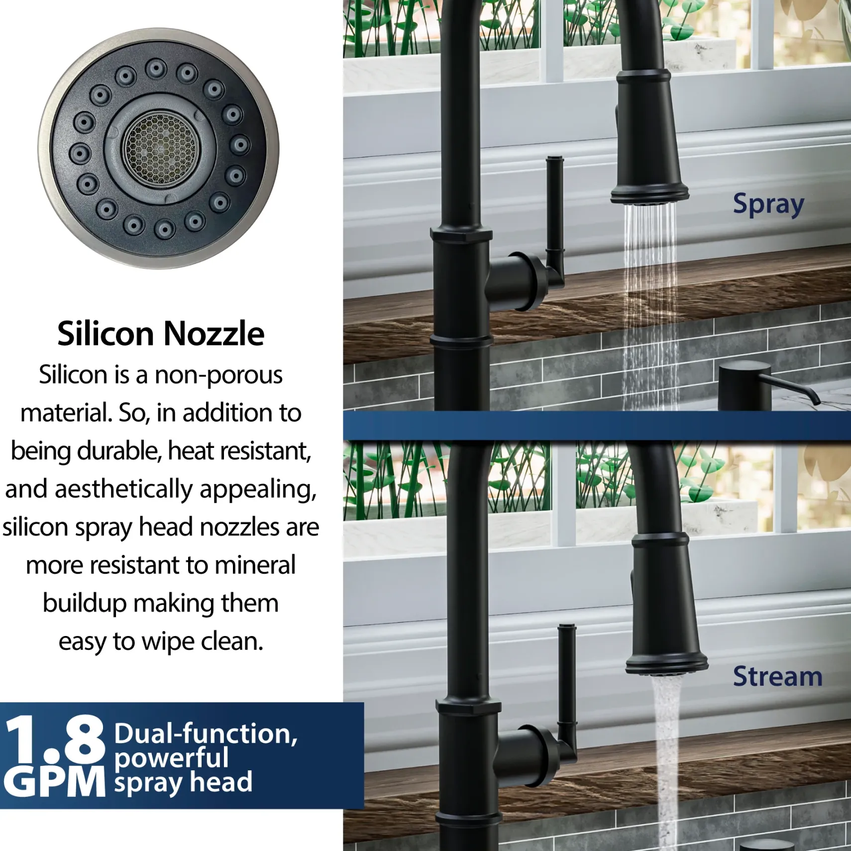 Karran Brampton 1.8 GPM Single Lever Handle Lead-free Brass ADA Kitchen Faucet, Pull-Down, Matte Black, KKF365MB