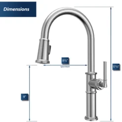 Karran Brampton 1.8 GPM Single Lever Handle Lead-free Brass ADA Kitchen Faucet, Pull-Down, Stainless Steel, KKF365SS