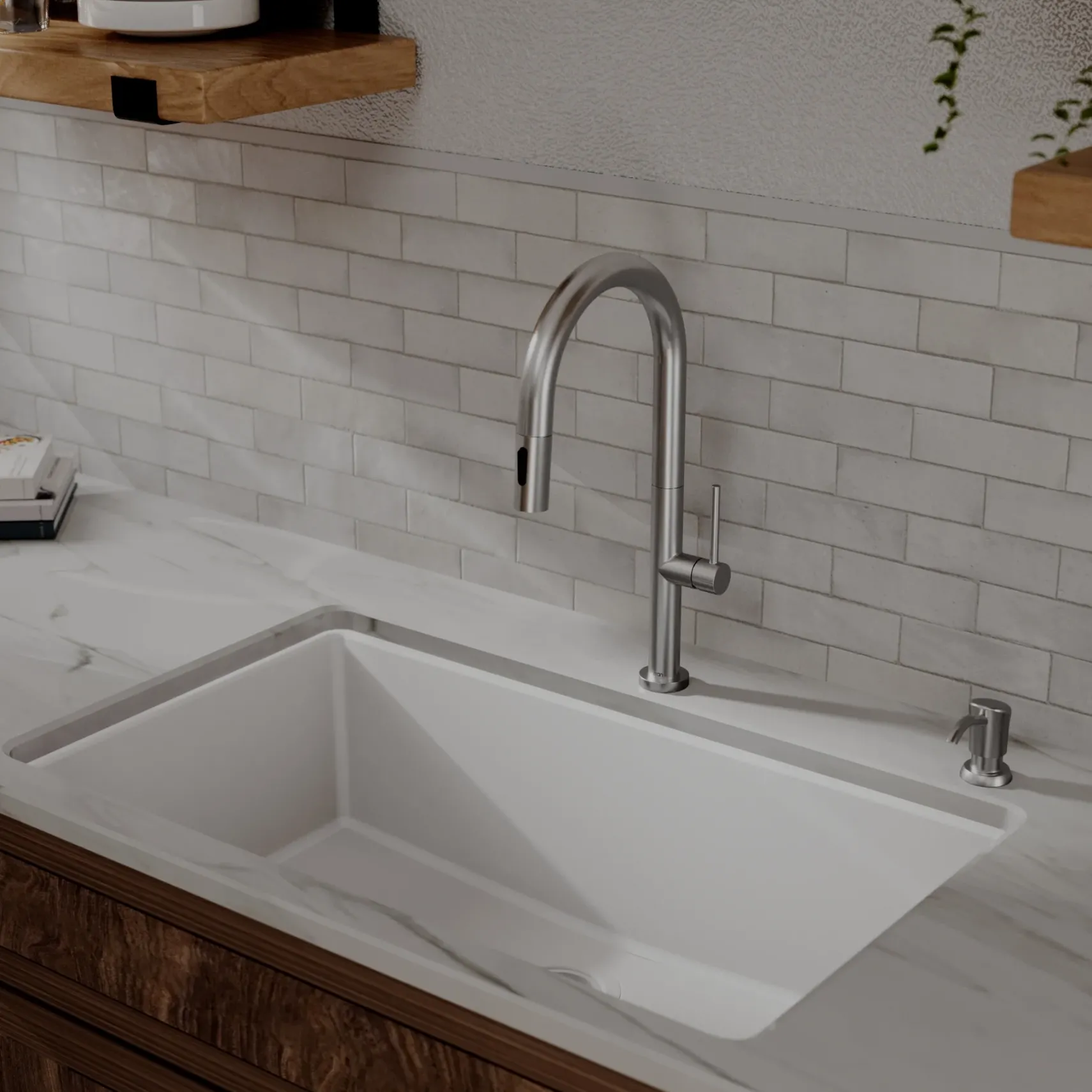 Karran Brynford 1.8 GPM Single Lever Lead-free Brass ADA Kitchen Faucet, Pull-Down, Spot Free Stainless Steel, KKF730SFSS