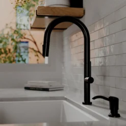 Karran Brynford 1.8 GPM Single Lever Lead-free Brass ADA Kitchen Faucet, Pull-Down, Matte Black, KKF730MB