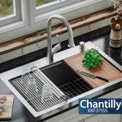Karran Chantilly 1.8 GPM Single Lever Handle Lead-free Brass ADA Touchless Kitchen Faucet, Pull-Down, Stainless Steel, KKF375SS