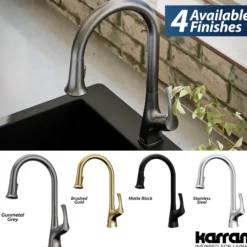 Karran Chantilly 1.8 GPM Single Lever Handle Lead-free Brass ADA Touchless Kitchen Faucet, Pull-Down, Gunmetal Grey, KKF375GG