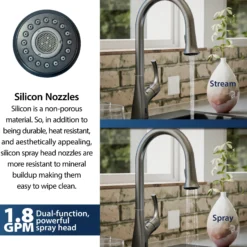 Karran Chantilly 1.8 GPM Single Lever Handle Lead-free Brass ADA Touchless Kitchen Faucet, Pull-Down, Gunmetal Grey, KKF375GG