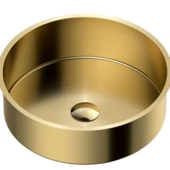 Karran Cinox 15.75" x 15.75" Round Undermount Stainless Steel Bathroom Sink, Gold, 16 Gauge, CCU100G