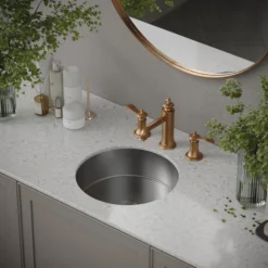 Karran Cinox 15.75" x 15.75" Round Undermount Stainless Steel Bathroom Sink, 16 Gauge, CCU100SS