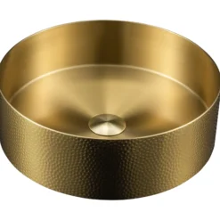 Karran Cinox 15" x 15" Round Vessel Stainless Steel Bathroom Sink, Gold, 16 Gauge, CCV100G