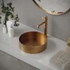 Karran Cinox 14.25" x 14.25" Round Vessel Stainless Steel Bathroom Sink, Brushed Copper, 16 Gauge, CCV200BC