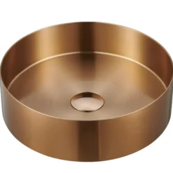Karran Cinox 14.25" x 14.25" Round Vessel Stainless Steel Bathroom Sink, Brushed Copper, 16 Gauge, CCV200BC