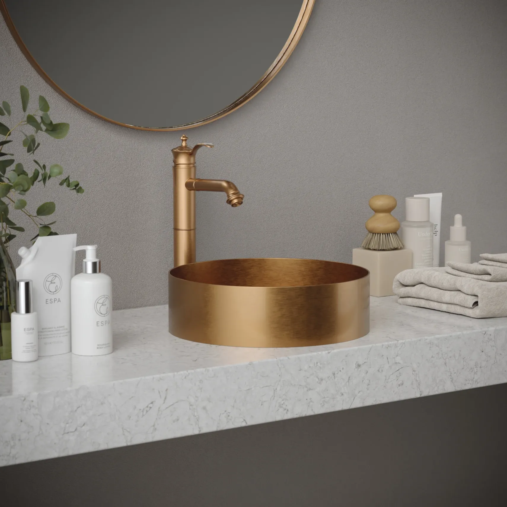 Karran Cinox 14.25" x 14.25" Round Vessel Stainless Steel Bathroom Sink, Brushed Copper, 16 Gauge, CCV200BC