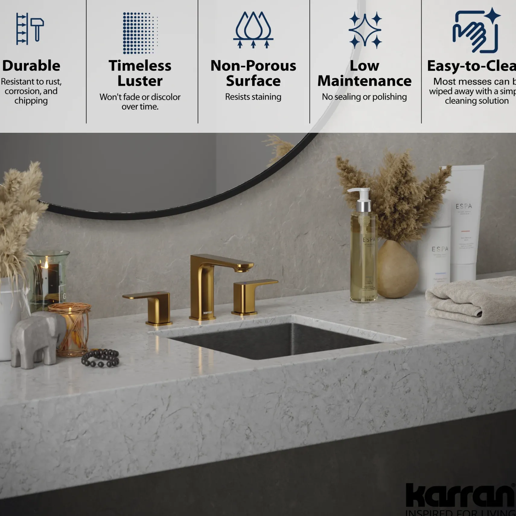 Karran Cinox 15.75" x 15.75" Square Undermount Stainless Steel Bathroom Sink, 16 Gauge, CCU500SS