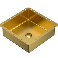 Karran Cinox 15.75" x 15.75" Square Undermount Stainless Steel Bathroom Sink, Gold, 16 Gauge, CCU500G