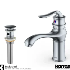 Karran Dartford 1.2 GPM Single Lever Handle Lead-free Brass ADA Bathroom Faucet, Basin, Stainless Steel, KBF430SS